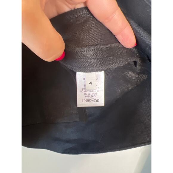 NWT Lisa Marie Fernandez Scalloped Linen-Tweed Button Mini Dress Black Size: 8 - Picture 6 of 8